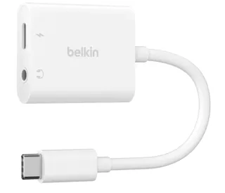 ตัวแปลง Belkin RockStar 3.5mm Audio + USB-C 60W Charge Adapter White