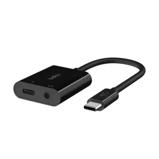 ตัวแปลง Belkin RockStar 3.5mm Audio + USB-C 60W Charge Adapter Black NPA004btBK